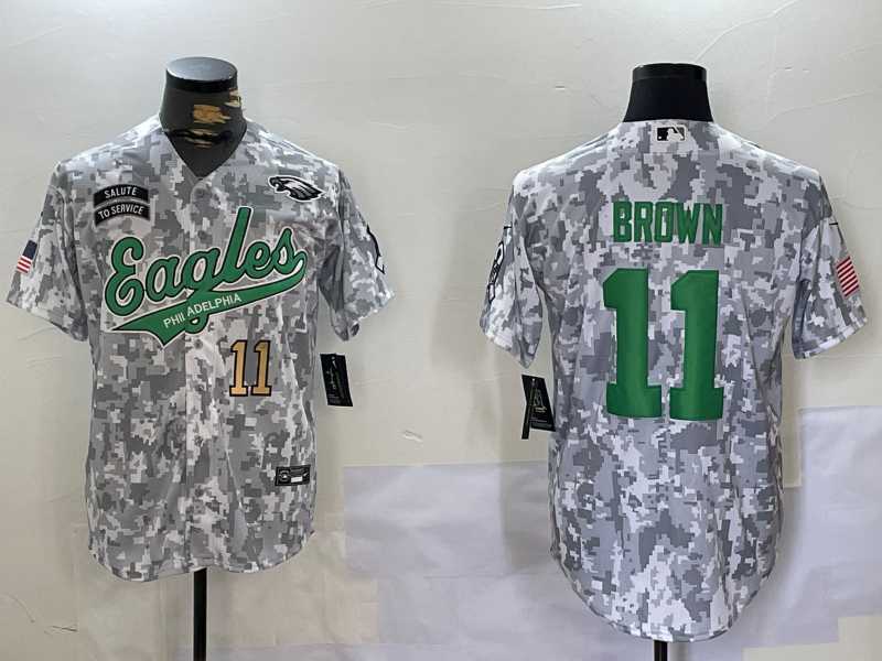 Men's Philadelphia Eagles #11 AJ Brown Arctic Camo 2024 Salute to Service Stitched Baseball Jerseys,We sell and wholesale Men's Philadelphia Eagles #11 AJ Brown Arctic Camo 2024 Salute to Service Stitched Baseball Jerseys on line form chian!